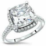 3.5ct Cushion Cut DVVS1 Diamond Stylish Halo Engagement Ring 14K White Gold Over