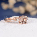 2ct Round Cut Simulated Morganite Accented Engagement Ring 14k Rose Gold Plated