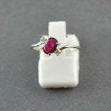 1.22ct Engagement Ring Oval Cut Pink Ruby Swirl Trilogy 14k White Gold Finish