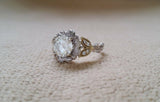 1.5Ct Round Cut Diamond Floral Leaf Design Engagement Ring 14K Dual Gold Finish