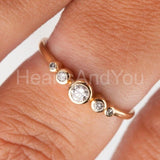 0.5ct Round Cut Moissanite Five Stone Engagement Ring 14k Yellow Gold Plated