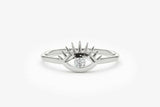 1ct Engagement Ring Round Cut Diamond Evil Eye Sun Design 14k White Gold Finish