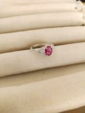 2ct Engagement Ring Oval Cut Pink Ruby Cluster Halo 14k White Gold Finish