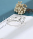 0.5ct Round Cut Moissanite Cluster Minimal Engagement Ring 14k White Gold Plated
