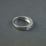 2ct Wedding Ring Band Oval Cut Blue Tanzanite Half Eternity 14k WhiteGold Finish