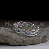 0.4ct Round Cut Simulated Blue Sapphire Celtic Wedding Band 14k WhiteGold Plated