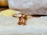 2ct Cushion Cut Simulated Peach Morganite Solitaire Ring 14k Yellow Gold Plated