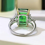 2.25ct Green Emerald Cut Simulated Trilogy Engagement Ring 14k White Gold Plated