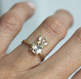 2ct Oval Cut VVS1D Diamond Engagement Ring Unique Crown 14k Yellow Gold Finish