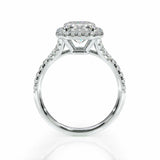 5Ct Emerald Cut Diamond Halo Engagement Split Shank Ring 14K White Gold Finish