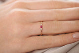 0.3ct Engagement Ring Baguette Cut Pink Ruby Minimalist 14k Yellow Gold Finish