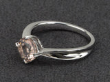 1.3ct Engagement Ring Round Cut Peach Morganite Solitaire 14k White Gold Finish