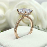 2.3ct Engagement Ring Radiant Cut Diamond Hidden Halo 14k Yellow Gold Finish