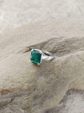 2.1ct Engagement Ring Green Emerald Cut Solitaire Women 14k White Gold Finish