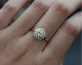 2ct Round Cut VVS1D Diamond Engagement Ring 18k White Gold Finish Halo Solitaire