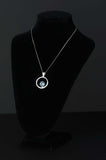1.5ct Round Cut Blue Sapphire Pendant Open Circle 14k White Gold Finish NO CHAIN