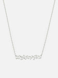 1ct Diamond Pendant with Chain Baguette Cut Geometric Bar 14k White Gold Finish