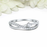 1.2ct Round Cut Diamond Wedding Band Infinity Criss Cross 14k White Gold Finish