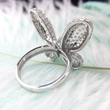3ct Round Cut Diamond Engagement Ring 14k White Gold Finish Butterfly Design