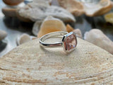 1ct Engagement Ring Asscher Cut Peach Morganite Solitaire 14k White Gold Finish