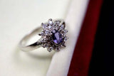 0.25ct Engagement Ring Oval Cut Purple Amethyst Diamond Halo 14k White Gold Over