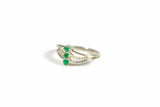 0.3ct Engagement Ring Round Cut Emerald Solitaire Trilogy 14k White Gold Finish