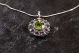 2.2ct Green Peridot Pendant Round Cut Halo Cluster 14k WhiteGold Finish NO CHAIN
