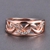 1.5ct Round Cut Diamond Engagement Ring 14k Rose Gold Finish Crescent Design