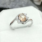 1ct Engagement Ring Oval Cut Morganite Swirl Twist Solitaire 14k White Gold Over