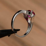 1.4ct Oval Cut Pink Ruby Split Shank Engagement Ring 14k White Gold Finish