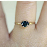 1ct Oval Cut Blue Sapphire Engagement Ring 6 Prong Solitaire 14k YellowGold Over