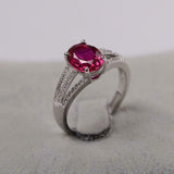2.4ct Engagement Ring Oval Cut Pink Ruby Split Shank 14k White Gold Finish