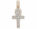2.6ct Round Cut VVS1 Diamond Egyptian Ankh Pendant 14k Dual Gold Finish NO CHAIN