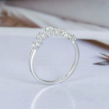 0.8ct Round Cut Diamond Wedding Band Curved Half Eternity 18k White Gold Finish