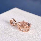 1ct Oval Cut Simulated Morganite Solitaire Pendant 14k Rose Gold Plated NO CHAIN