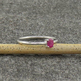 0.3ct Engagement Ring Oval Cut Pink Ruby Solitaire Minimalist 14k WhiteGold Over