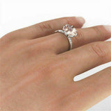 2ct Round Cut Peach Morganite Floral Women Engagement Ring 14k White Gold Over
