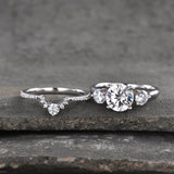 2.7ct Engagement Ring Round Cut Diamond Crown Bridal Set 14k White Gold Finish