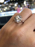 1.5ct Round Cut VVS1D Diamond Engagement Ring 14k Rose Gold Finish Halo Vintage