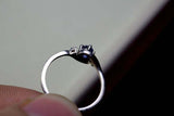 0.56ct Engagement Ring Round Cut Blue Sapphire Swirl Trilogy 14k White Gold Over