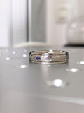 0.2ct Round Simulated Sapphire Brushed Men's Wedding Band 14k White Gold Plated
