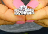 Bridal Set Engagement Ring 2.5ct Round Cut VVS1D Diamond 14k White Gold Finish