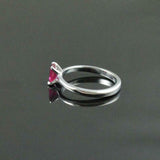 1ct Engagement Ring Emerald Cut Pink Ruby Solitaire Design 14k White Gold Finish