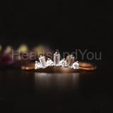 0.15ct Baguette & Round Simulated Diamond Stackable Band 14K Yellow Gold Plated