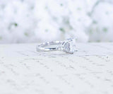 2ct Princess Cut Diamond Engagement Ring Leaf Accent Design 14k WhiteGold Finish