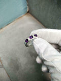 2.5ct Wedding Band Oval Purple Amethyst Stylish Three Stone 14k White Gold Over