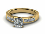2.3ct Engagement Ring Princess Diamond Solitaire with Accent 14k YellowGold Over