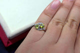 2.3ct Round Cut Green Peridot Swirl Twist Two Stone Ring 14k White Gold Finish