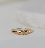 0.1ct Round Cut Moissanite Starburst Women Engagement Ring 14k Rose Gold Plated