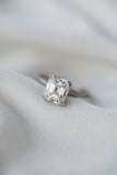 2.3ct Asscher Diamond Engagement Ring Hidden Halo Solitaire 14k White Gold Over